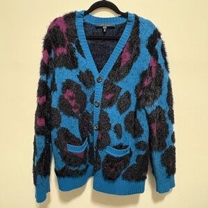 Marc Jacobs Blue and Black Patterned Cardigan
